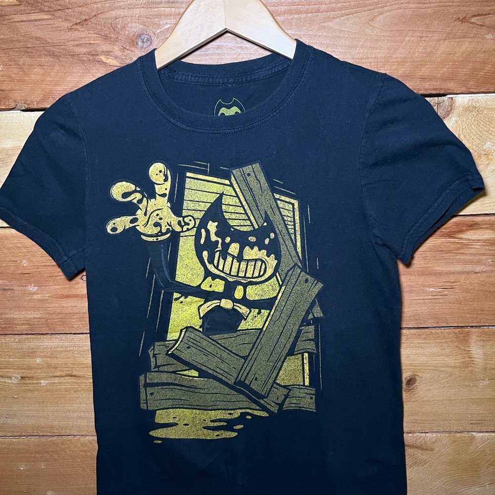 Black Graphic Tee with Gold Design